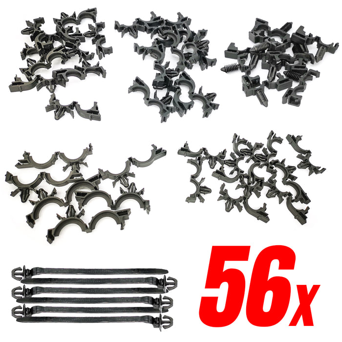 Mean Mug Auto 6915-121515A 56x Car Wire Loom Routing Clips Kit - Wiring Harness Routing Clip 6 Sizes Assortment - Replacement Parts for Honda GM Mazda