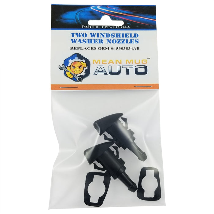 1055-232314A (Two) Front Windshield Washer Nozzles - For: Jeep Patriot - Replaces OEM #: 5303834AB - Mean Mug Auto