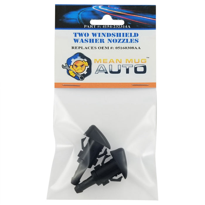 4154-232314A (Two) Front Windshield Washer Nozzles - For: Dodge Caliber - Replaces OEM #: 05160308AA - Mean Mug Auto