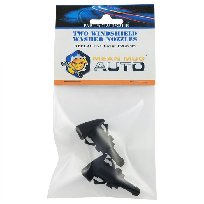 7133-232314B (Two) Front Windshield Washer Nozzles - For: Chevrolet (Chevy), GMC, Buick, Oldsmobile - Replaces OEM #: 15878745 - Mean Mug Auto