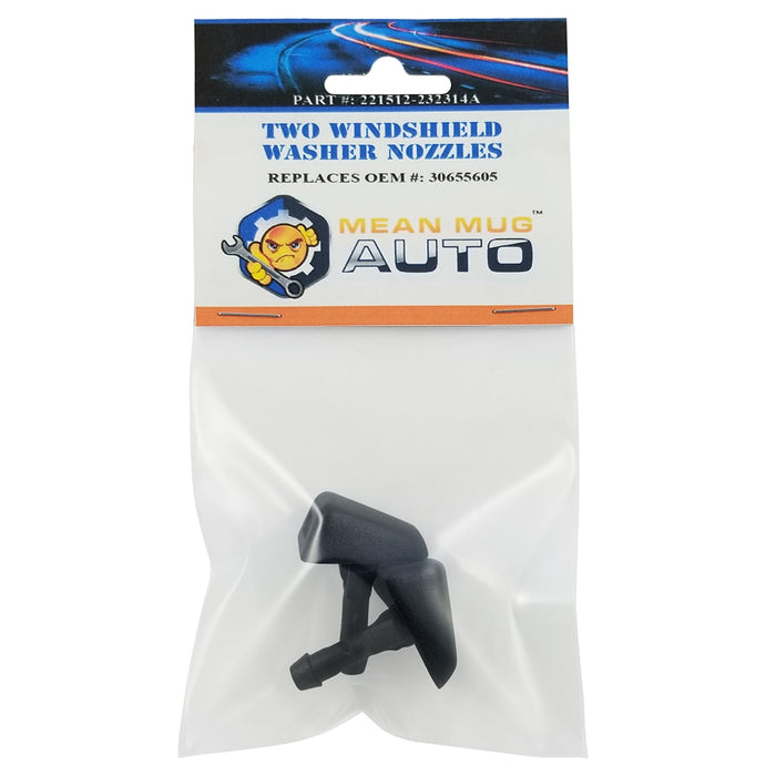 221512-232314A (Two) Front Windshield Washer Nozzles - For: Volvo - Replaces OEM #: 30655605 - Mean Mug Auto