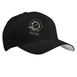 Mean Mug Auto (Silver Logo) Port Authority C865 Flex-Fit Men's Structured Mid Profile, Stretched Fit Cap - Black