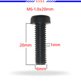 Mean Mug Auto 21149-121619A 30x Nylon License Plate Screws M6-1.0 x 20mm Phillips Pan Head Style - Black