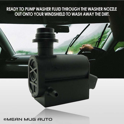 201525-232316E Windshield Washer Pump w/ Grommet - For: Hyundai, Kia - Replaces OEM #: 98510-1C100, 98510-26100, 98510-1W000, 98510-2K000 - Mean Mug Auto