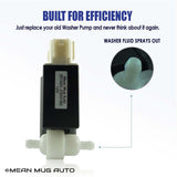 201525-232316G Windshield Washer Pump w/ Grommet - For: Hyundai, Kia - Replaces OEM #: 98510-2L100, 98510-25100, 98510-1F100, 98510-2C100, 98510-2V100 - Mean Mug Auto